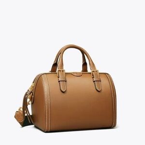 Tory Burch Brown Leather Barrel Tote